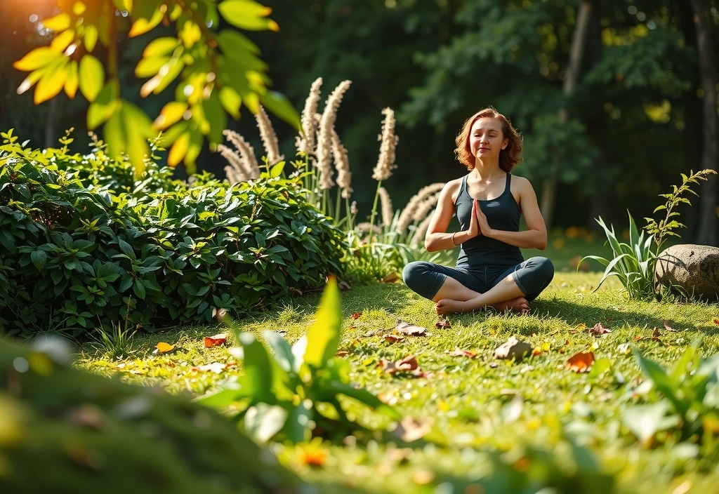 Personne méditant dans la nature, symbolisant la santé naturelle et la sérénité